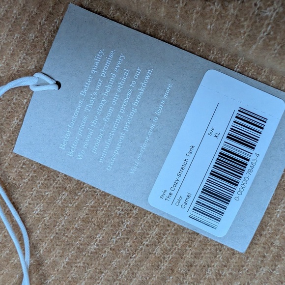 Everlane NWT Camel Ribbed Knit Crop Tank Top Minimalist XL - Picture 5 of 9